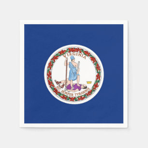 Patriotic paper napkins with Virginia flag