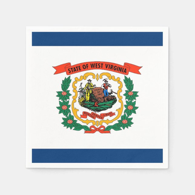 Patriotic paper napkins with West Virginia flag (Front)