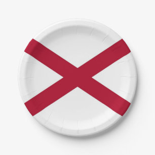 Patriotic paper plate with flag of Alabama.