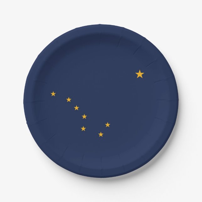 Patriotic paper plate with flag of Alaska. (Front)
