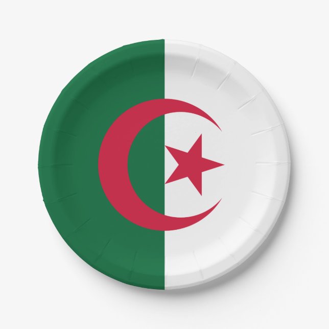 Patriotic paper plate with flag of Algeria (Front)