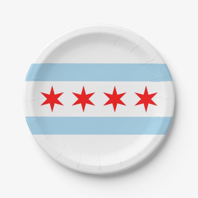 Patriotic paper plate with flag of Chicago (Front)