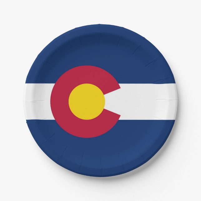 Patriotic paper plate with flag of Colorado (Front)