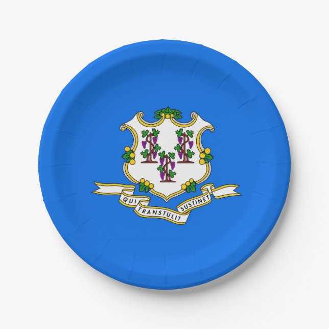 Patriotic paper plate with flag of Connecticut (Front)