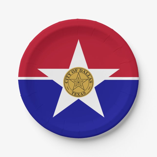 Patriotic paper plate with flag of Dallas (Front)
