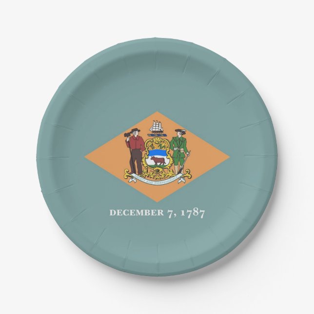 Patriotic paper plate with flag of Delaware (Front)