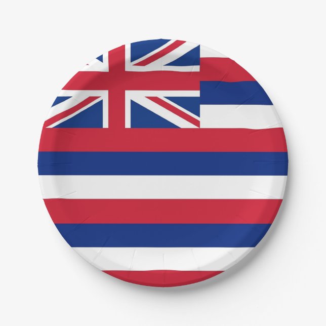 Patriotic paper plate with flag of Hawaii (Front)