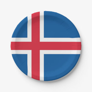 Patriotic paper plate with flag of Iceland