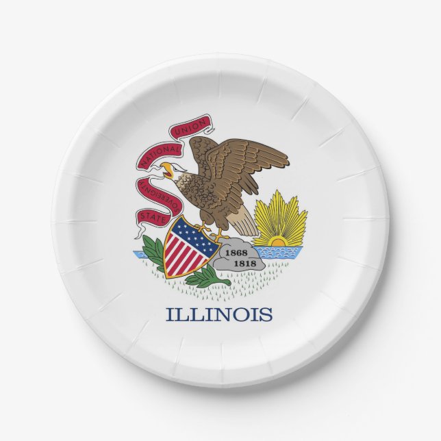 Patriotic paper plate with flag of Illinois (Front)