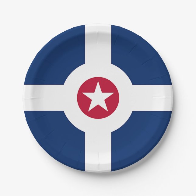 Patriotic paper plate with flag of Indianapolis. (Front)