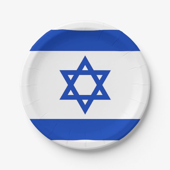 Patriotic paper plate with flag of Israel (Front)
