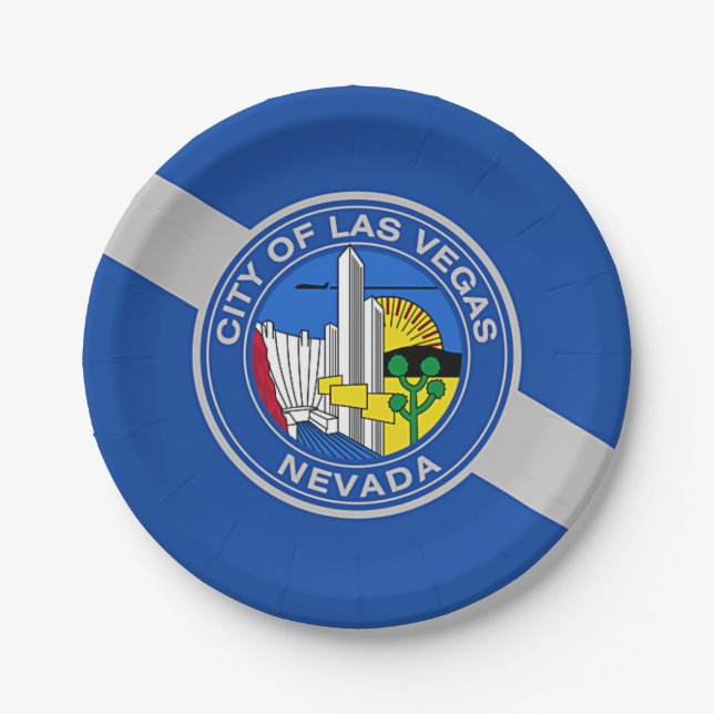 Patriotic paper plate with flag of Las Vegas City. (Front)