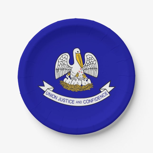Patriotic paper plate with flag of Louisiana (Front)