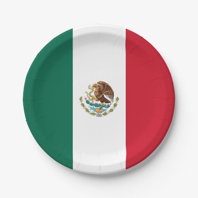 Patriotic paper plate with flag of Mexico (Front)