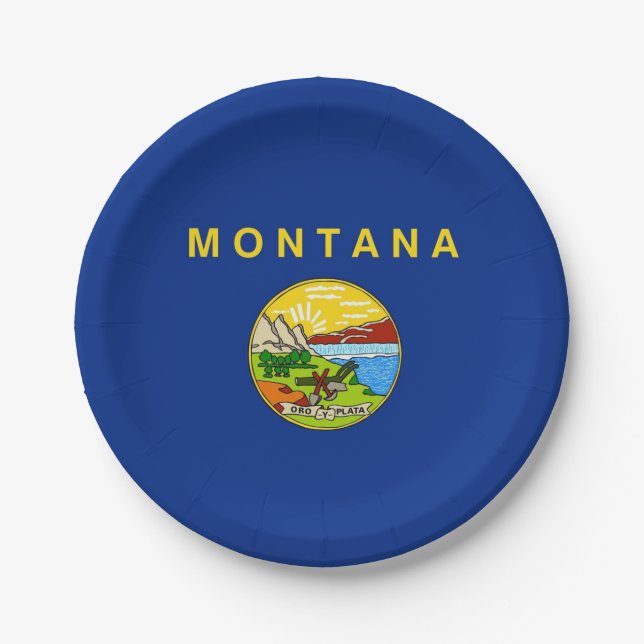 Patriotic paper plate with flag of Montana (Front)