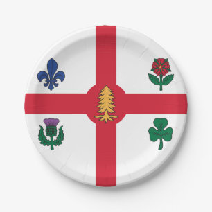 Patriotic paper plate with flag of Montreal