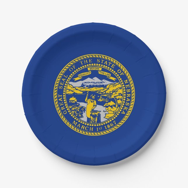 Patriotic paper plate with flag of Nebraska (Front)