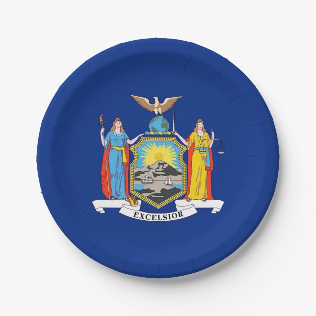Patriotic paper plate with flag of New York (Front)