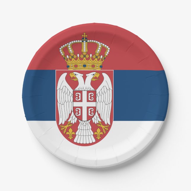 Patriotic paper plate with flag of Serbia (Front)