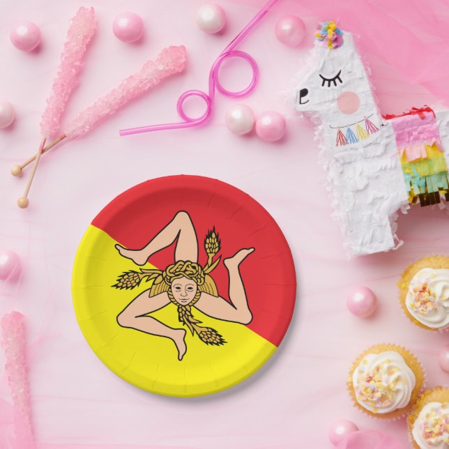 Patriotic paper plate with flag of Sicily, Italy (Party)