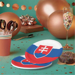 Patriotic paper plate with flag of Slovakia