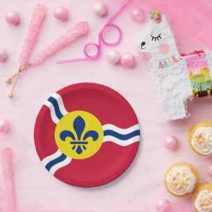 Patriotic paper plate with flag of St. Louis, USA