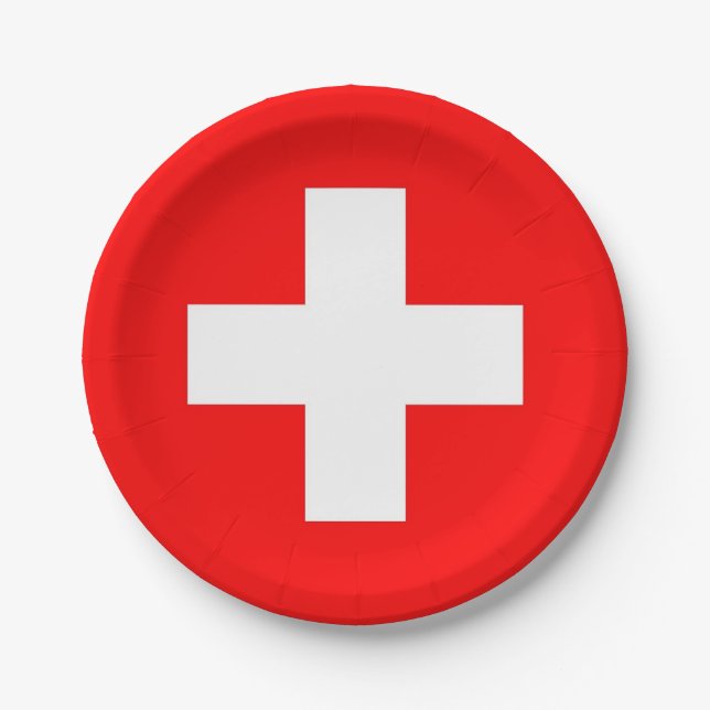 Patriotic paper plate with flag of Switzerland (Front)