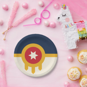 Patriotic paper plate with flag of Tulsa City