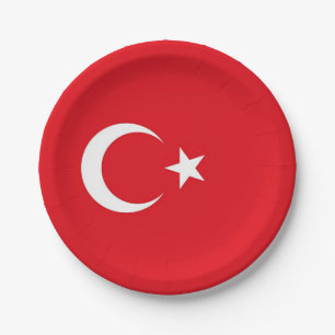 Patriotic paper plate with flag of Turkey