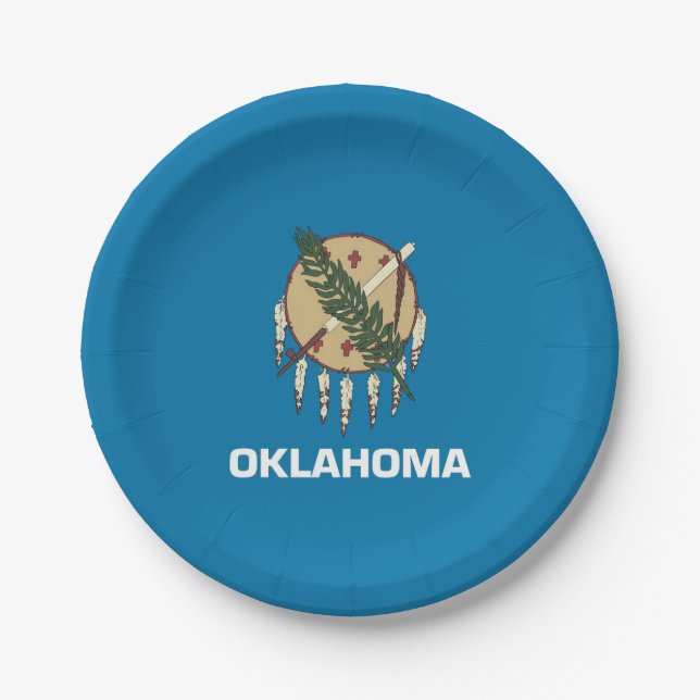 Patriotic paper plate with Oklahoma flag (Front)