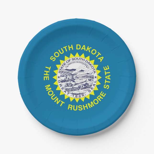 Patriotic paper plate with South Dakota flag (Front)