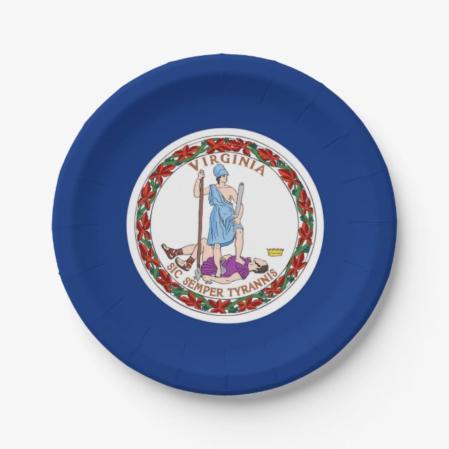 Patriotic paper plate with Virginia flag (Front)