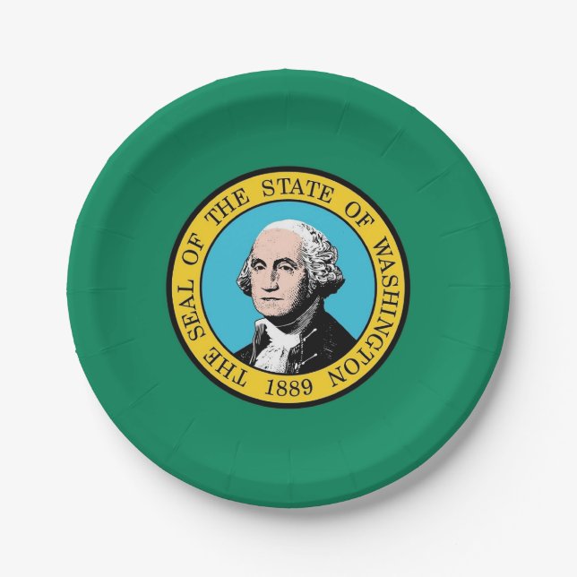 Patriotic paper plate with Washington State flag (Front)