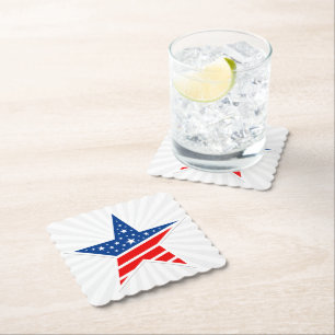 Patriotic Paper Star Drink Coaster