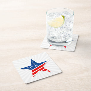 Patriotic Paper Star Drink Coaster