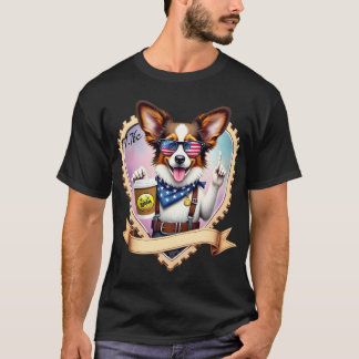 Patriotic Papillon with coffee T-Shirt