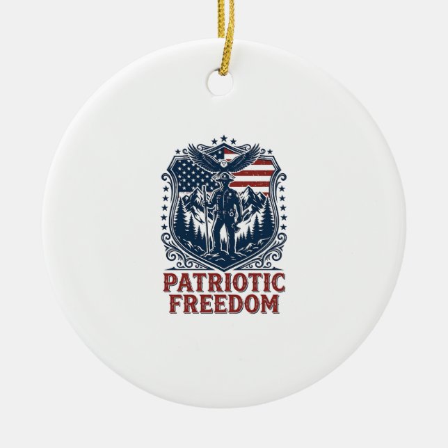 Patriotic Park Ranger Vector Graphic Tee_1 Ceramic Ornament (Front)