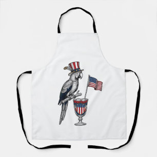 Patriotic Parrot Cocktail Vintage Vector Design_1 Apron