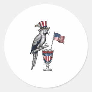 Patriotic Parrot Cocktail Vintage Vector Design_1 Classic Round Sticker