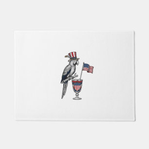 Patriotic Parrot Cocktail Vintage Vector Design_1 Doormat