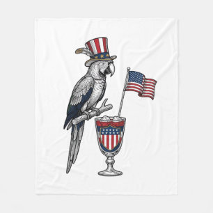 Patriotic Parrot Cocktail Vintage Vector Design_1 Fleece Blanket