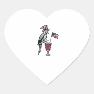 Patriotic Parrot Cocktail Vintage Vector Design_1 Heart Sticker