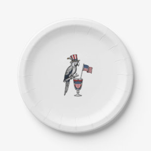 Patriotic Parrot Cocktail Vintage Vector Design_1 Paper Plate