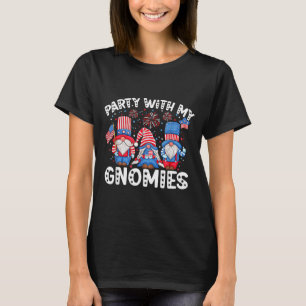 Patriotic Party With Gnomies Usa Independence Day T-Shirt