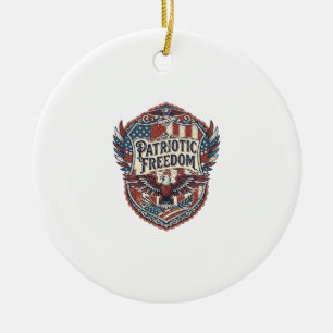 Patriotic Patchwork Artist Ceramic Ornament