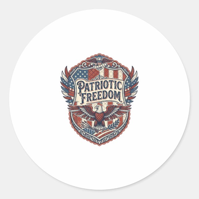 Patriotic Patchwork Artist Classic Round Sticker (Front)