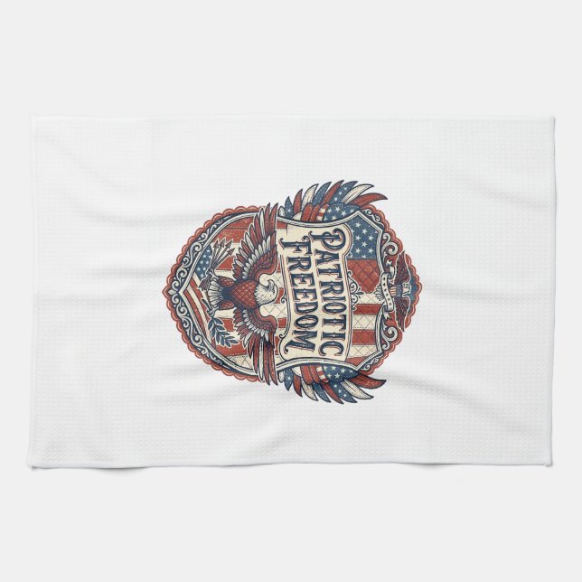 Patriotic Patchwork Artist Kitchen Towel (Horizontal)