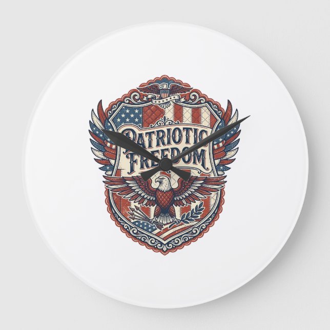Patriotic Patchwork Artist Large Clock (Front)