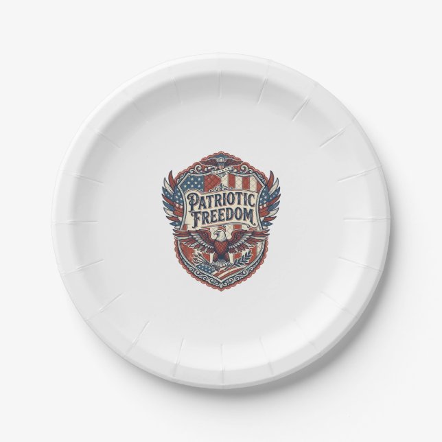 Patriotic Patchwork Artist Paper Plate (Front)