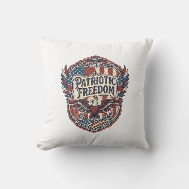 Patriotic Patchwork Artist Throw Pillow (Front)